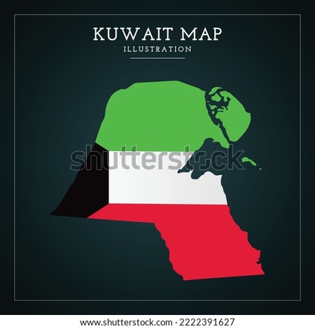  3D Kuwait Vector Map Illustration