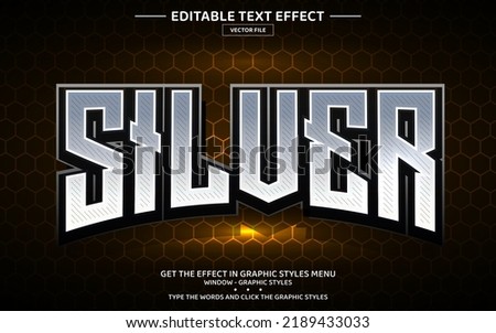 Silver 3D editable text effect template