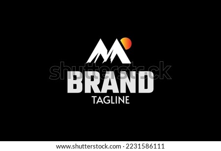 Letter M mountain monogram logo design template
