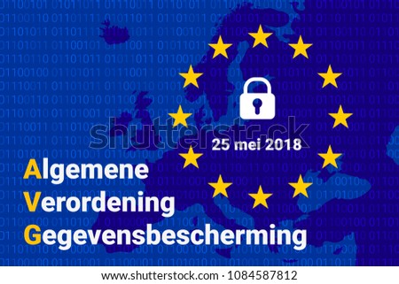 AVG dutch text, english translation  - GDPR - General Data Protection Regulation. Vector illustration