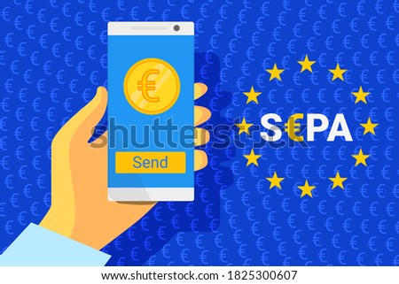 SEPA - Single Euro Payments Area. Vector illustration. Flag of Europe Union- EU