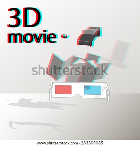 3d movie. Vector illustration.