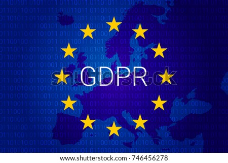 GDPR - General Data Protection Regulation. EU map and flag. Vector illustration