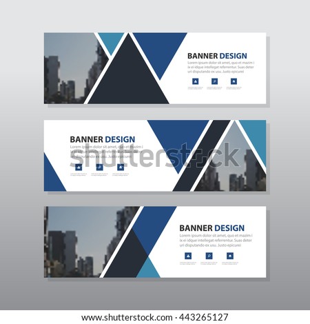 Blue black triangle abstract corporate business banner template, horizontal advertising business banner layout template flat design set , clean abstract cover header background for website design, 