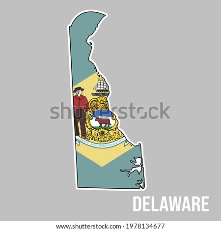 Delaware State Silhouette with Flag