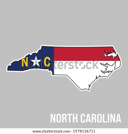 North Carolina State Silhouette with Flag