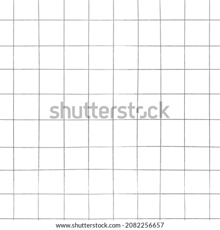 Hand drawn black and white plaid pattern. Check, square seamless background. Line art freehand grid vector texture. Crossing stripes brush stroke or chalk effect