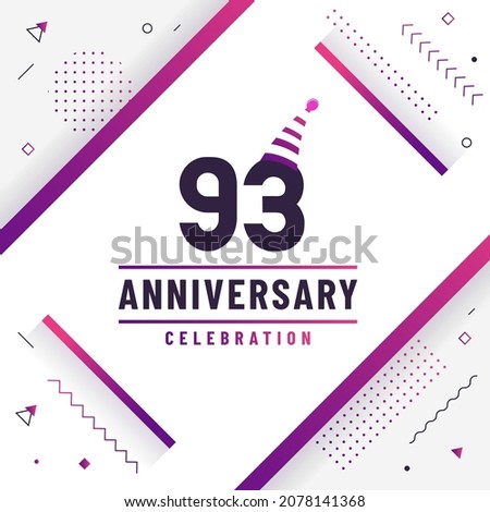 93 years anniversary greetings card, 93 anniversary celebration background free colorful vector.