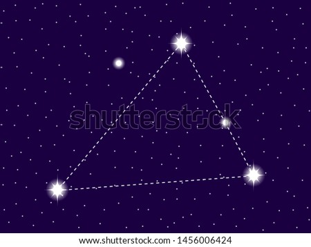 Triangulum Australe constellation. Starry night sky. Zodiac sign. Cluster of stars and galaxies. Deep space. Vector illustration