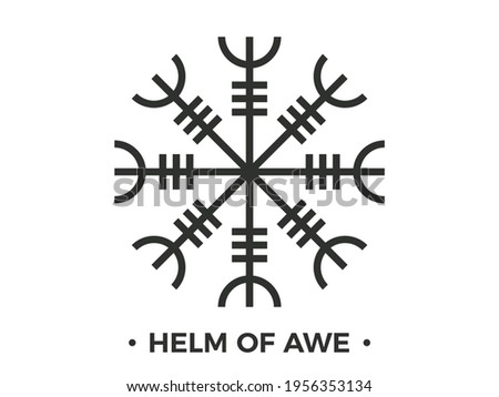 Helm of Awe or Helm of Terror. Norse mythology. Icelandic magical stave. Occult symbol isolated  on white background. Galdrastafir, intertwined runes. Vector illustration Foto stock © 