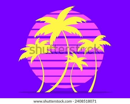 Similar – Image, Stock Photo Silhouettes of palms against sunset sky on beach