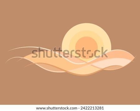 Similar – Image, Stock Photo Sunset sky over wavy sea with floating boats