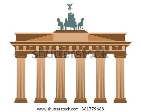 Brandenburg Gate in Berlin. Isolated on white background.