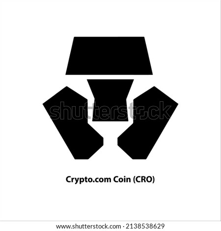 Icon structure of Crypto.com Coin (CRO)  black isolated on white background. Symbol of future digital currency replacement technology. Cryptocurrency blockchain modern. 3D Vector illustration.