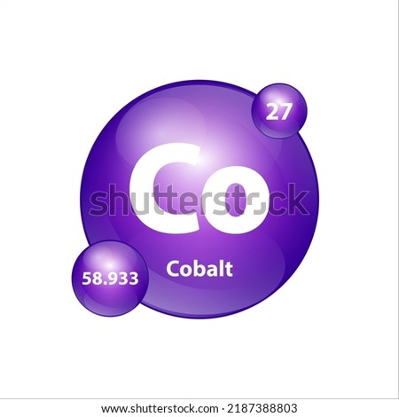 Cobalt (Co) icon structure  chemical element round shape circle purple. 3D Illustration vector. Chemical element of periodic table Sign with atomic number. Study in science for education. 