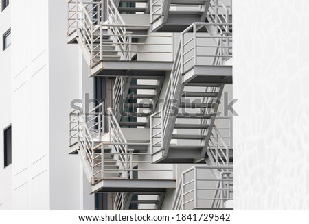Image, Stock Photo Exterior metal stairs in black and white