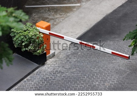 Similar – Image, Stock Photo Barrier at the entrance to the parking garage of a hospital in Paderborn in Ostwestfalen-Lippe, Germany