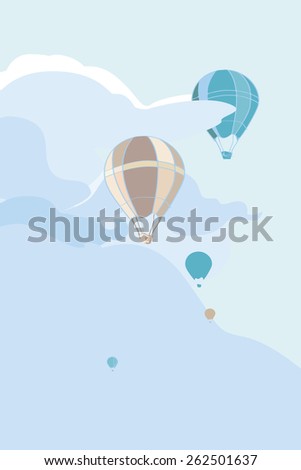 Hot air balloon in the sky vector/illustration/background/greeting card.