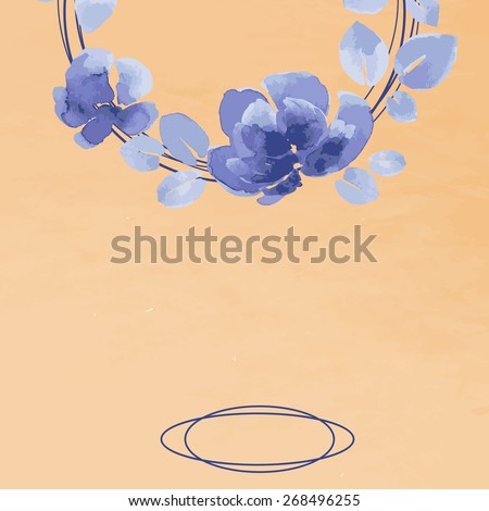 Watercolor Vector Flowers. Purple flowers.