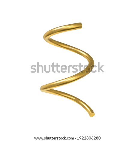 Vector 3d realistic geometric object. Isolated metallic gold helix shape.