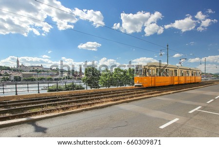 Image, Stock Photo old tram (line 2) in Budapest, Hungary