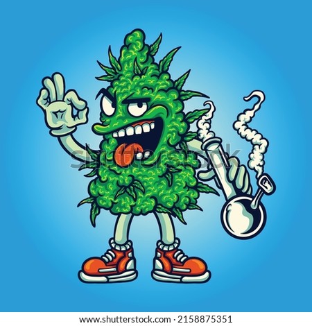 Weed cannabis plant character vape illustration for your work logo, merchandise t-shirt, stickers and label designs, poster, greeting cards advertising business company