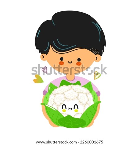 Similar – Image, Stock Photo Funny, laughing cartoon cauliflower figure, isolated against a white background, with both hands thumbs up.