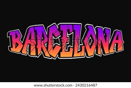 Barcelona - single word, letters graffiti style. Vector hand drawn logo. Funny cool trippy word Barcelona, fashion, graffiti style print t-shirt, poster concept