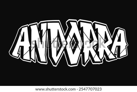 Andorra - single word, letters graffiti style. Vector hand drawn logo. Funny cool trippy word Andorra, fashion, graffiti style print t-shirt, poster concept