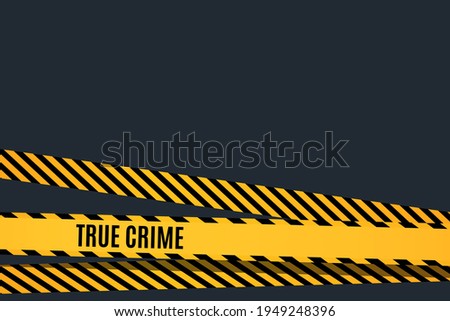 Crime investigation movie screen saver template with yellow and black ribbon. Vector illustration. Imagine de stoc © 
