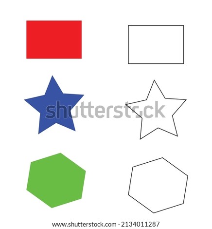multiple shapes rectangle star hexagon coloring drawing book for kids. Many three-dimensional geometric shapes can be defined by a set of vertices, lines connecting the vertices, and two-dimensional