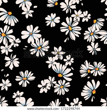 Delicate daisy print - seamless vector background