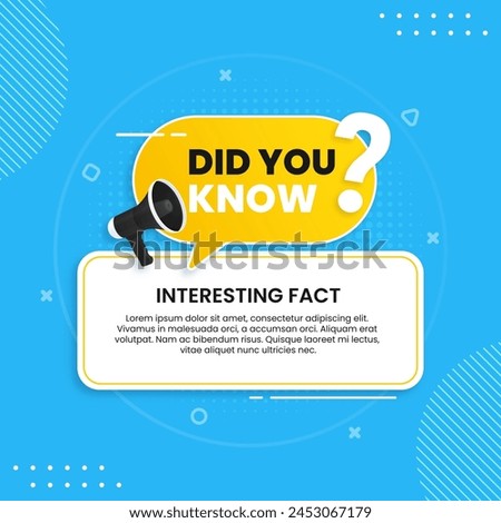 Vector did you know fun fact banner for education business and advertising