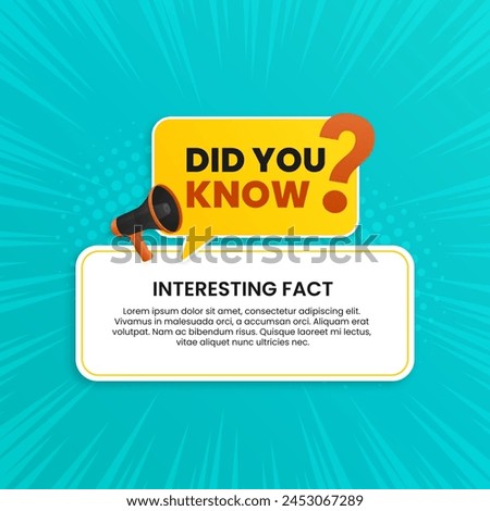 Vector did you know fun fact banner for education business and advertising