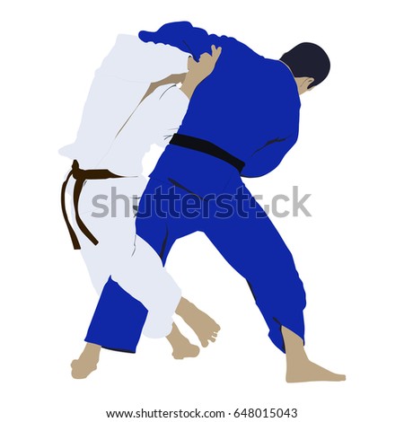 judo wrestling fight two judoka. vector illustration