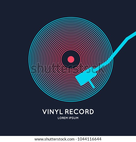 Poster of the Vinyl record. Vector illustration music on dark background.