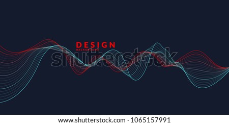 Vector abstract background with a colored dynamic waves, line and particles. Illustration suitable for design