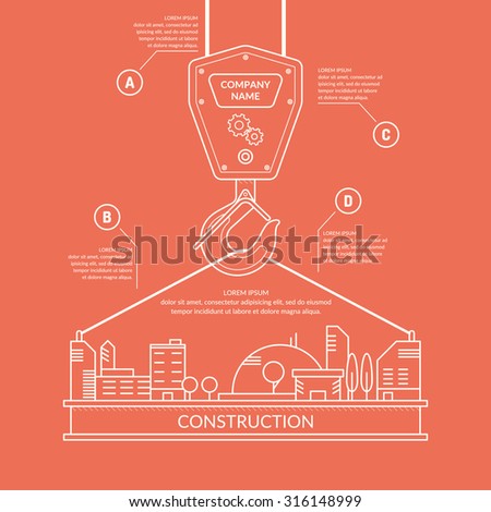 Construction. Infographics. Elements for cards, illustration, poster and web design.