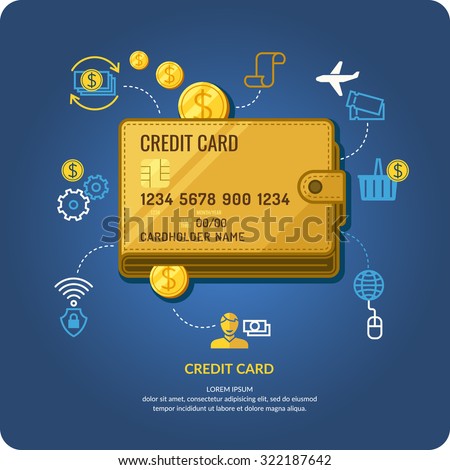 Credit card. Business infographics. Icons and illustrations for design, website, infographic, poster, advertising.