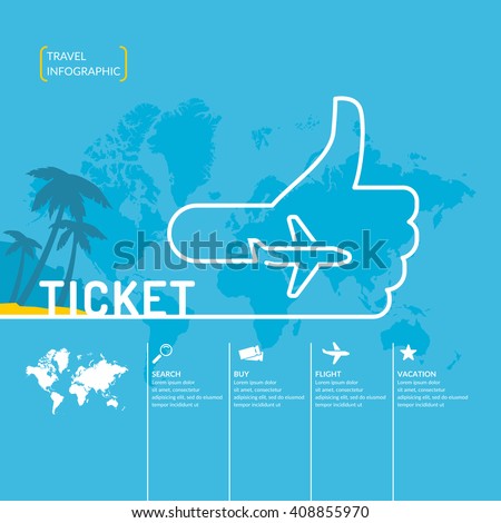 Travel infographics. Buy air tickets.Vector illustration. Poster for sale of trips and tours.