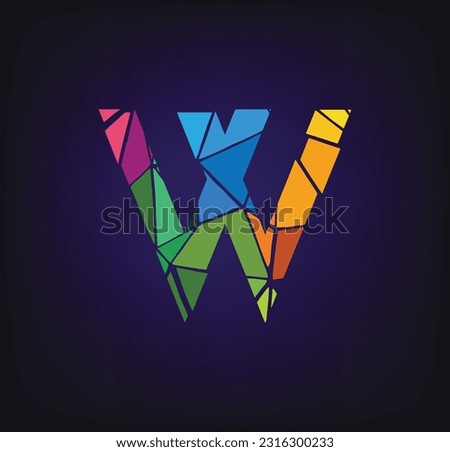 letter W colorful logo. W logo pixel triangle geometric. Hexagon letter W colorful logo abstract design
