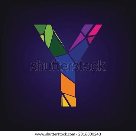 letter Ycolorful logo. Y logo pixel triangle geometric. Hexagon letter Y colorful logo abstract design