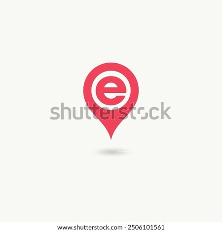 Letter e pin or location icon template 