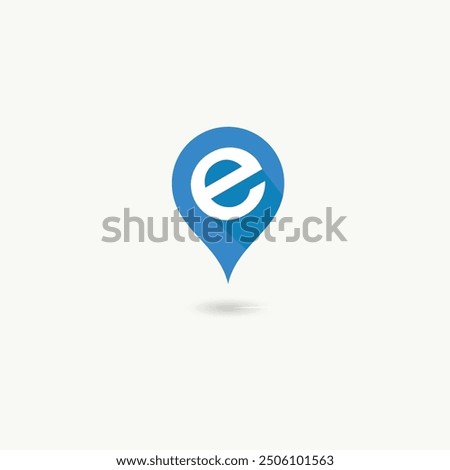 Letter e pin or location icon template 