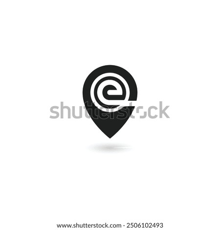 
Letter E location combination icon vector template 