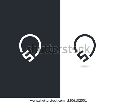 
Letter 5 location combination icon vector template 