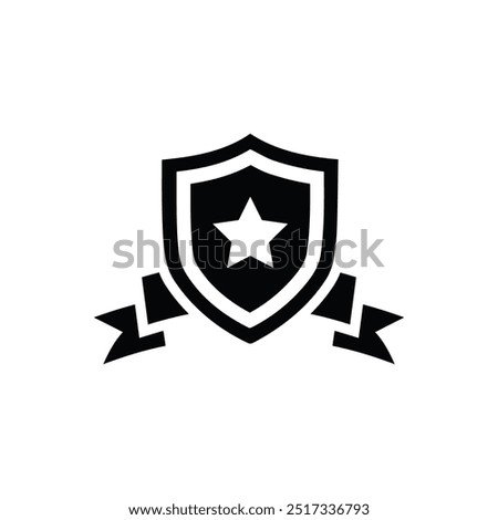 Award Shield Star vector. black shield star badge. Police Badge Outline vector