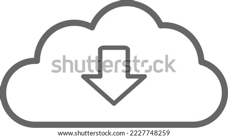 Transparent cloud download icon, cloud icon with an arrow down, no fill