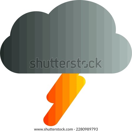 Colorful weather logo. Cloud and lightning filled with solid gradient. Cloud and lightning, colored with layered gradient.