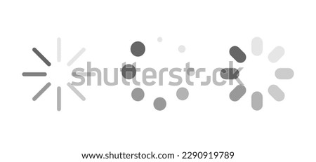 Loading icon set with monochrome color isolated on white background